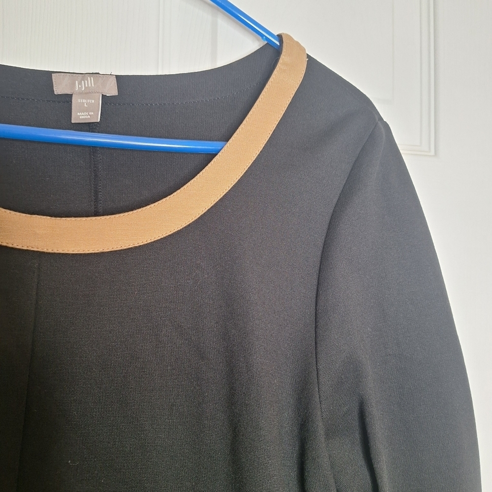 J. Jill Black Dress with Tan Accents Size Large - Picture 4 of 7